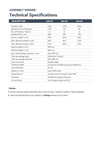 Assembly Winder Yarn path Technical Specifications